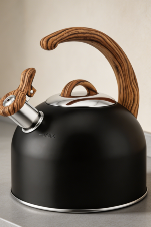 3.1QT Stainless Steel Whistling Kettle Black